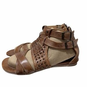 Bed Stu Capriana Leather Zip Open Toe Gladiator Strappy Sandal Womens US 7 Brown